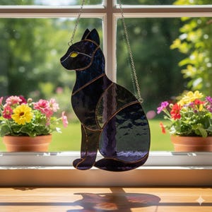 Black Cat – Stained Glass Pattern Halloween Suncatcher Design - Etsy