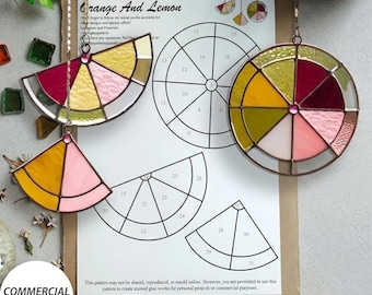Orange & Lemon Trio Stained Glass Pattern  – Digital Download