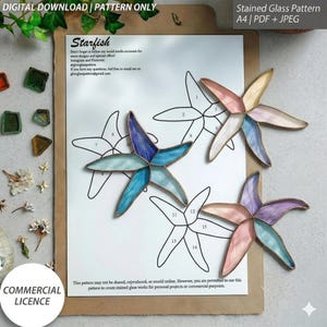 Starfish Stained Glass Pattern: Modern Sun Catcher Design (Digital Download)