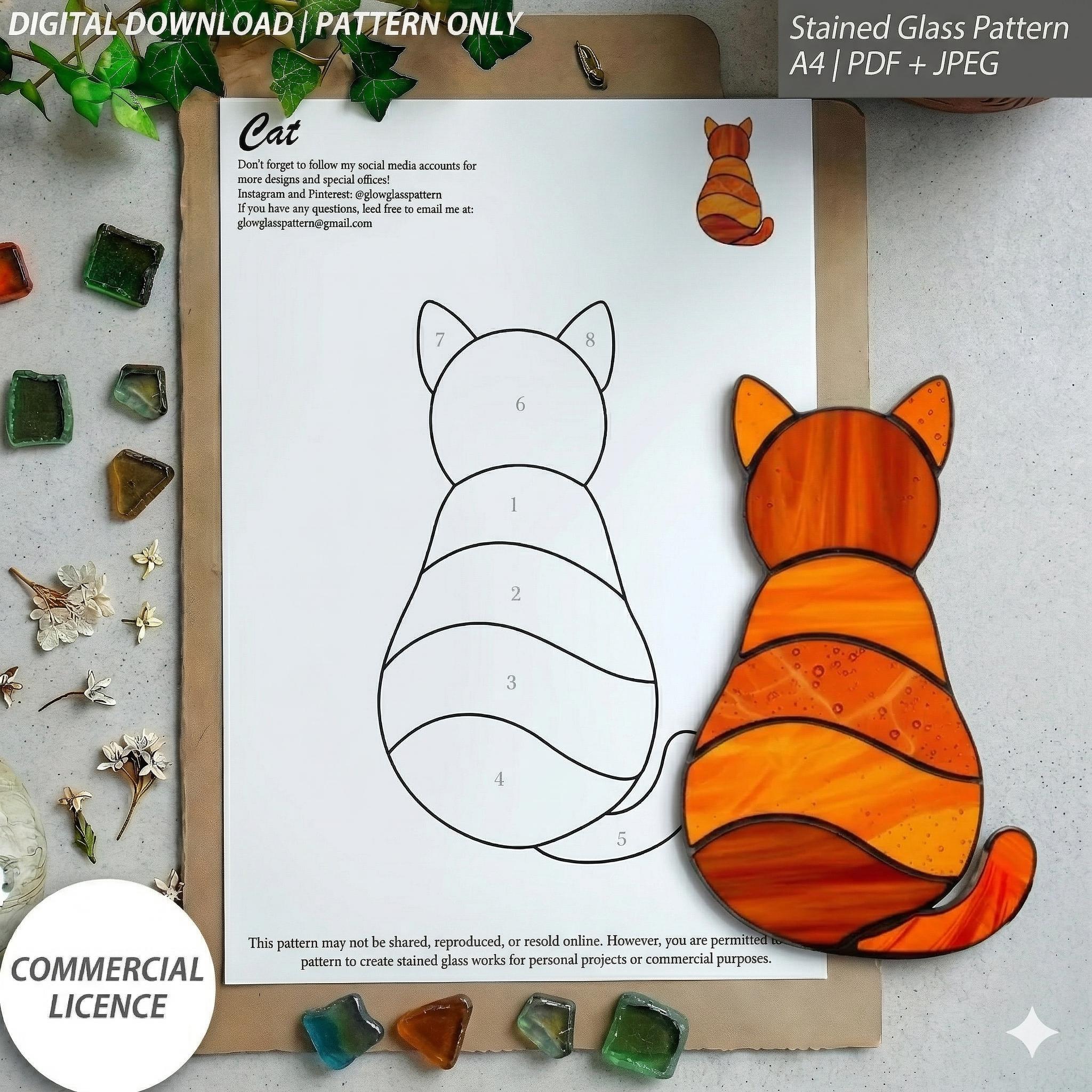 Cat Stained Glass Pattern | DIY Christmas Ornament (digital Download ...
