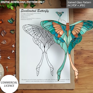 Swallowtail Butterfly – Digital Stained Glass Pattern ( detailed Butterfly Design )