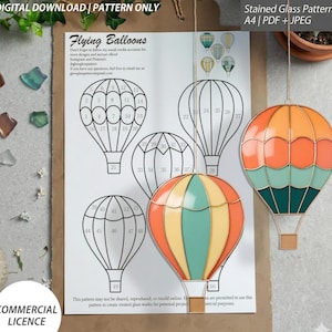 Set of 5 Mini Balloon Stained Glass Patterns – Digital Download