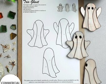 Trio spookpatroon glas-in-lood | Digitale download | Pdf + jpg