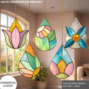 Bloemdruppel – 5 bloemenpatroon – digitaal ontwerp