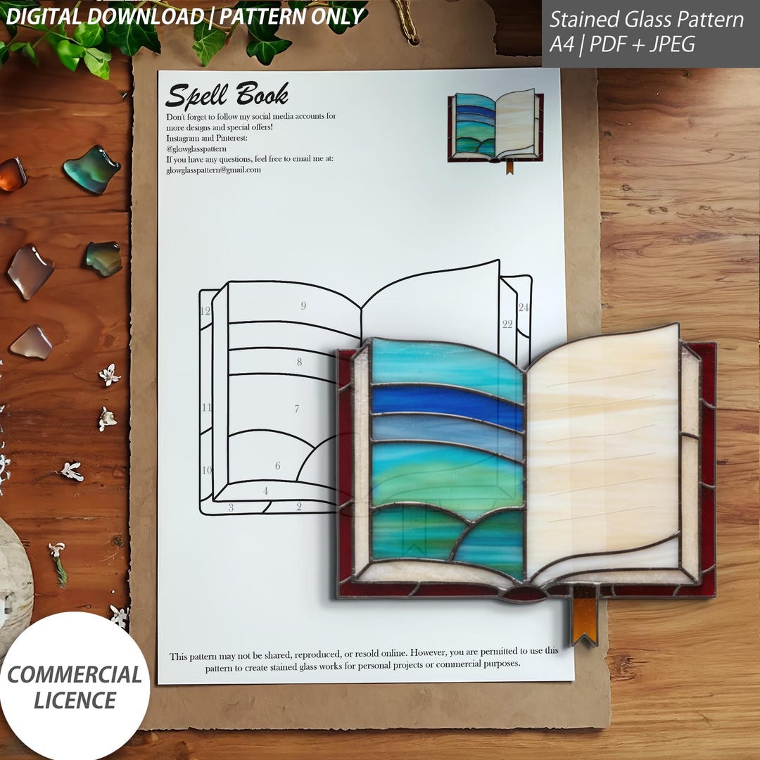 Spell Design Pattern Spell Book Stained Glass Pattern | Digital Download | PDF + JPG - Etsy
