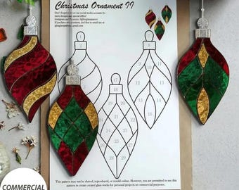 Patroon voor een kerstornament van gebrandschilderd glas: DIY voor de feestdagen (digitale download)