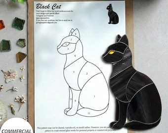 Svart katt – Mönster med målat glas Halloween-solfångare