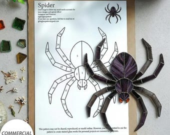 Spider Stained Glass Pattern | Digital Download | PDF + JPG