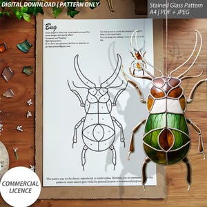 Unique Bug Stained Glass Pattern – 8x4.5 Inch Design – Digital Download ...