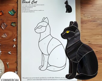 Black Cat – Stained Glass Pattern Halloween Suncatcher Design (digital ...