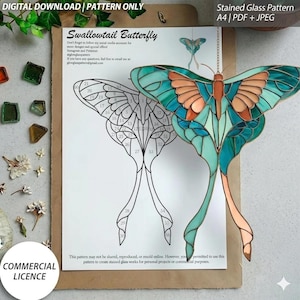Swallowtail Butterfly – Digital Stained Glass Pattern ( detailed Butterfly Design )