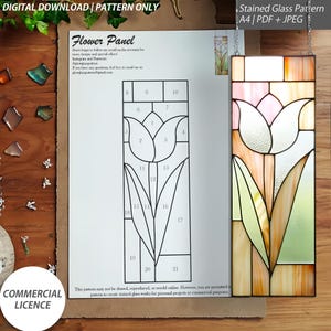 Motifs floraux pour panneaux de vitraux – Téléchargement numérique