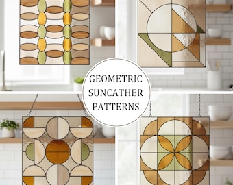 Geometrische ontwerpset | 4 ontwerpen | A4-formaat | Digitale download (pdf + JPG) | 2 ZIP-bestanden