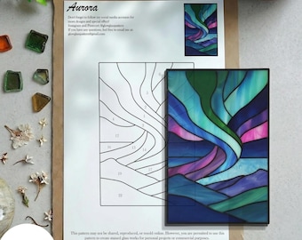 Aurora Stained Glass Suncatcher Design | A4 | Digital Download (PDF + JPG)
