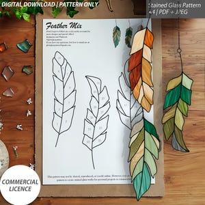 Feather Trio – 3 Stained Glass Patterns | Digital Download