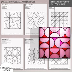 Geometric Stained Glass Patterns – 6 Unique Designs – Digital Download