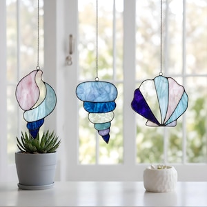 Set of 3 Seashell Stained Glass Patterns – Unique Designs – Digital ...