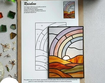 Rainbow Stained Glass Suncatcher Design | A4 | Digital Download (PDF + JPG)