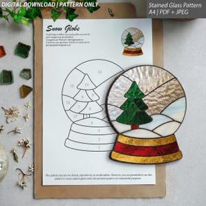 Snow Globe Stained Glass Pattern | Holiday PDF Design | DIY Christmas Craft Digital Download
