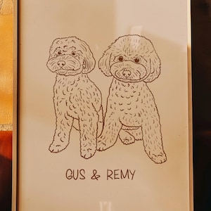 Custom Funky Pet Portrait for Two Pets, Cute Digital Dog Poster, Minimalist Badly Drawn Dog Portrait, Personalized Pet Portrait, Pet Loss