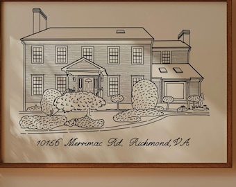 Personalisiertes Haus Portrait - Benutzerdefinierte handgezeichnete Line Art Illustration