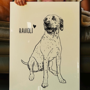 Custom Pet Portrait, Cute Digital Cat Poster, Custom Badly Drawn Dog Portrait Cartoon Minimalist Digital Pet Poster, Badly Drawn Pet