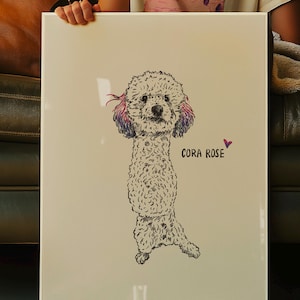 Digital Custom Pet Portrait for Dogs Cats, Line Art Drawing, Cartoon Minimalist Digital Pet Poster, Badly Drawn Pet, Hand Drawn Doodle