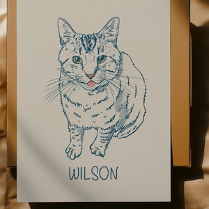 Custom Badly Drawn Cat Portrait, Cute Cat Poster,  Personalized Pet Portrait, Pet Line Art, Cat Lover, Custom Gift Idea, Badly Drawn Pet