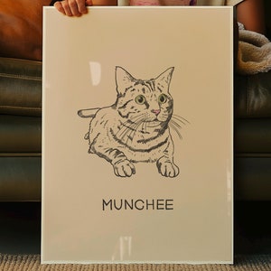 Custom Pet Portrait, Personalized Cat Portrait, Cute Pet Line Art, Unique Cat Portrait, Custom Gift Idea, Badly Drawn Pet, Hand Drawn Cat