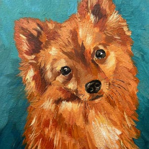Pintura a óleo personalizada de cachorro – Retrato de animal de estimação personalizado a partir de foto