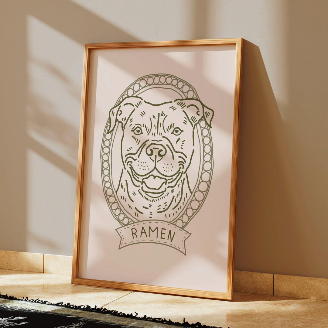 Custom Line Art Dog Portrait – Personalized Badly Drawn Pet Wall Art ...