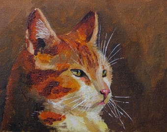 Ritratto personalizzato di cane o gatto a olio da foto - Dipinto di animali domestici dipinto a mano, dipinto di gatti personalizzato, opera d'arte a olio originale, commissione d'arte di gatti