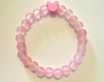 Pulseira de miçangas inspirada no Mickey - Rosa com grandes miçangas de vidro