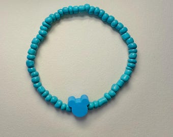 Pulseira de contas inspirada no Mickey - Azul-turquesa