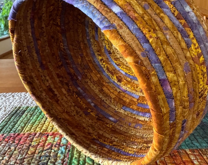 Gold and Purple Fabric Clothesline Basket
