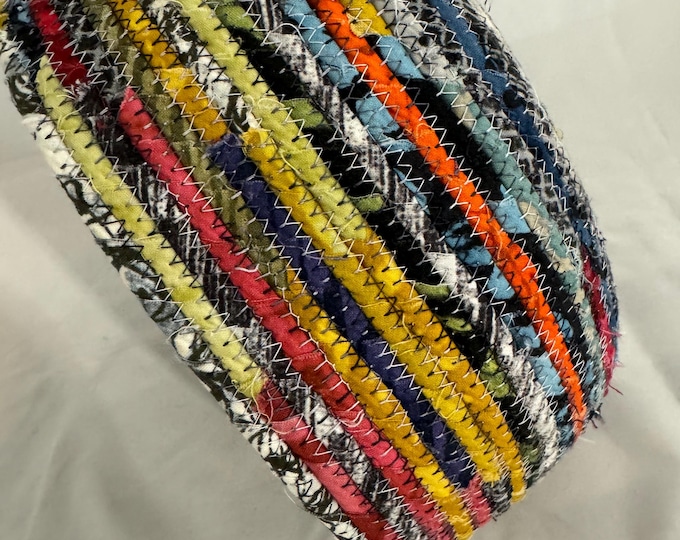 Gold, Blue, Red, Black and White Large Fabric Basket