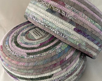 Fabric Basket Duo in Sea Green and Light Lilac