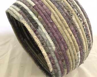 Large Grey, Lavender, and Dusty Blue Fabric Basket