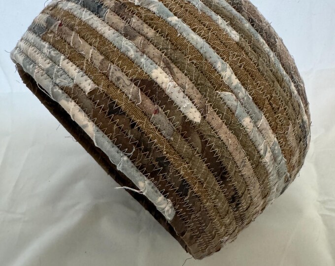 Shades of Taupe and Light Blue Large Fabric Basket