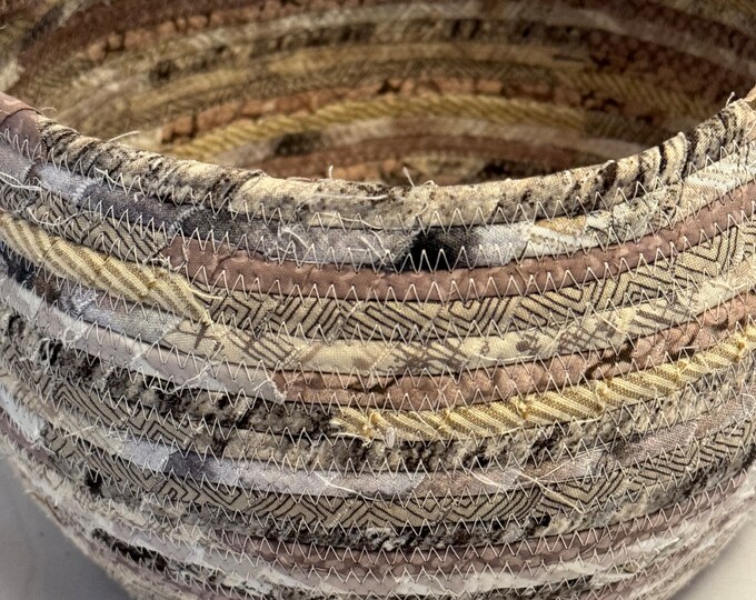 Beige Earthtone Fabric Clothesline Basket