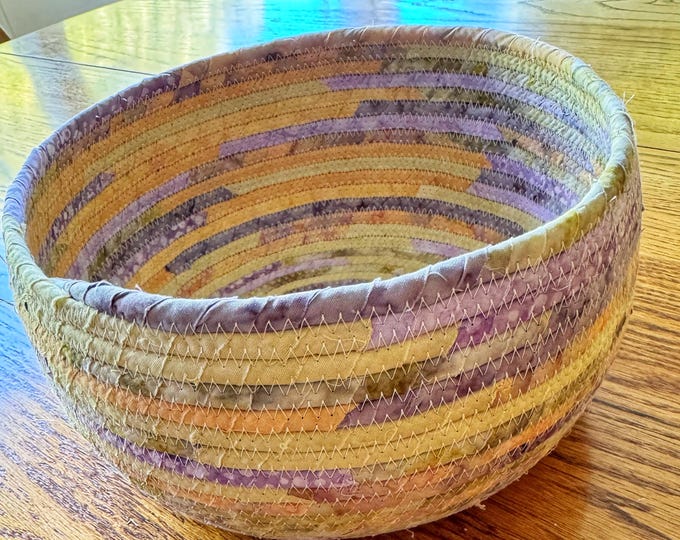 Soft Shades of Yellow, Peach, Lavender Batik Fabric Basket