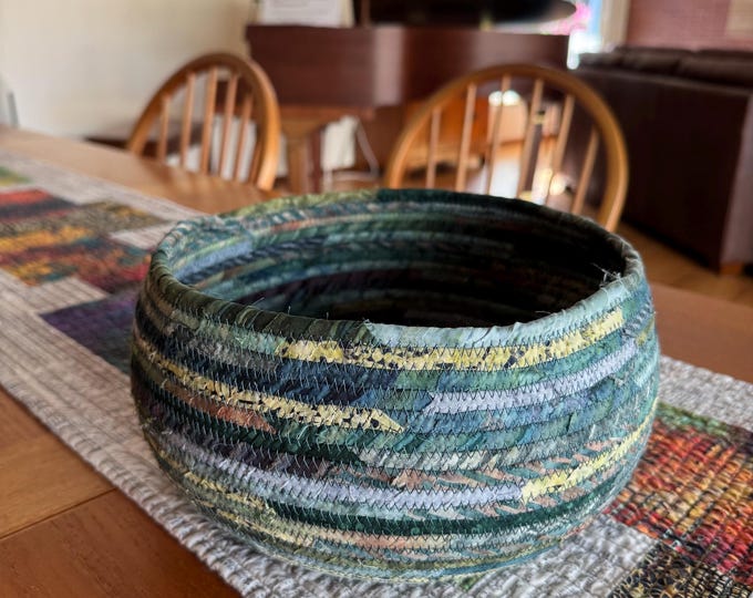 Large Fabric Basket in Shades of Teal