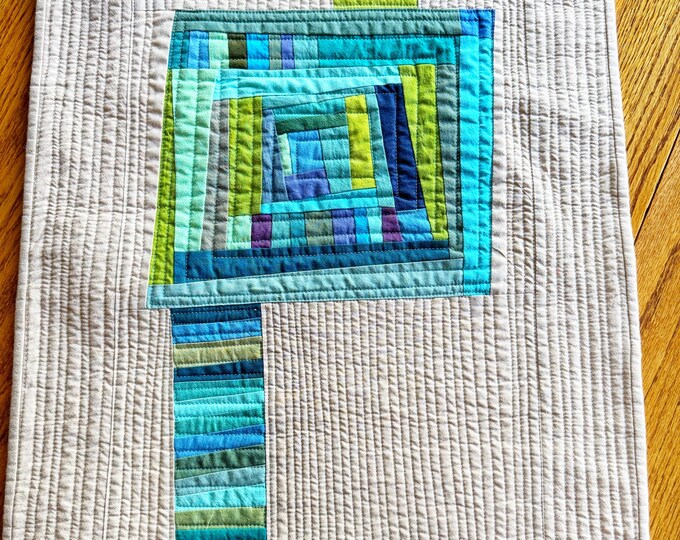 Wall Hanging in Beige, Teal, Turquoise and Green