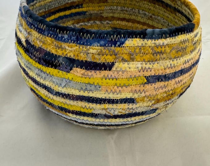 Yellow and Blue Batik Fabric Basket