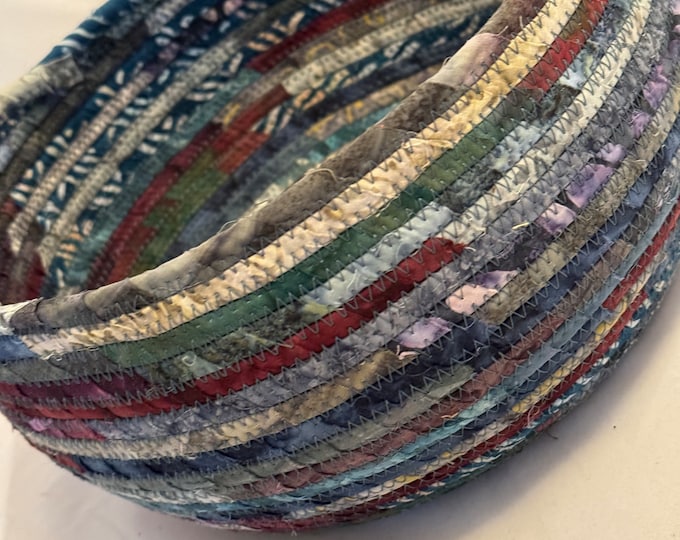 Shades of Teal and Burgundy Handmade Fabric Basket