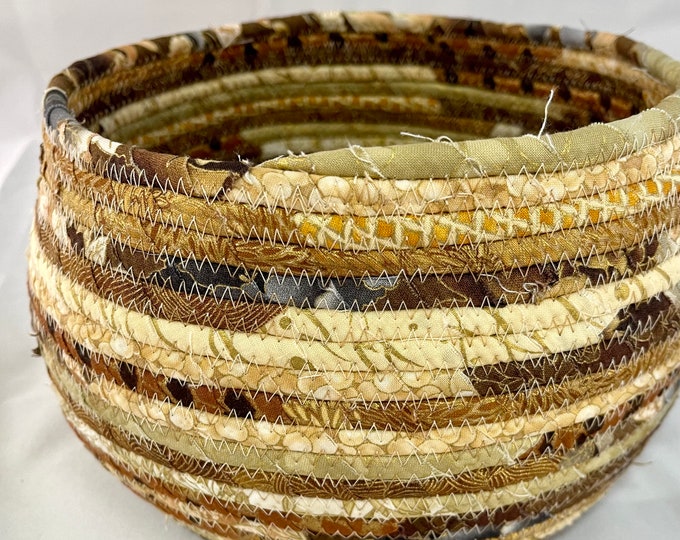 Fabric Basket in Gold and Brown Asian Fabrics