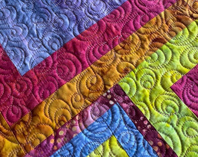 Colorful Table Runner/Wall Hanging in Bright Batik Fabrics