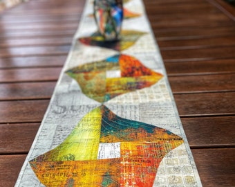 Table Runner with Bright Tim Holtz Fabrics