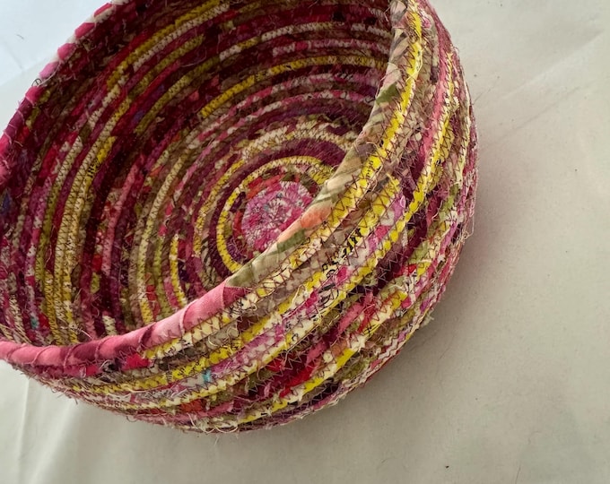 Lime Green, Pink and Magenta Fabric Basket