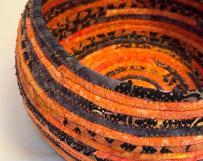 Handmade Fabric Basket in Black and Orange
